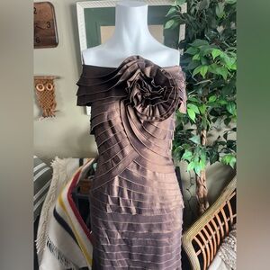 Tadashi Shoji Copper Dress with Floral Detail
